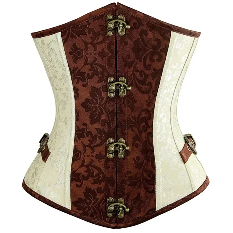 

Steampunk Vintage Underbust Corset Gothic Punk Faux Leather Waist Cincher Bustiers Halloween Pirate Costume