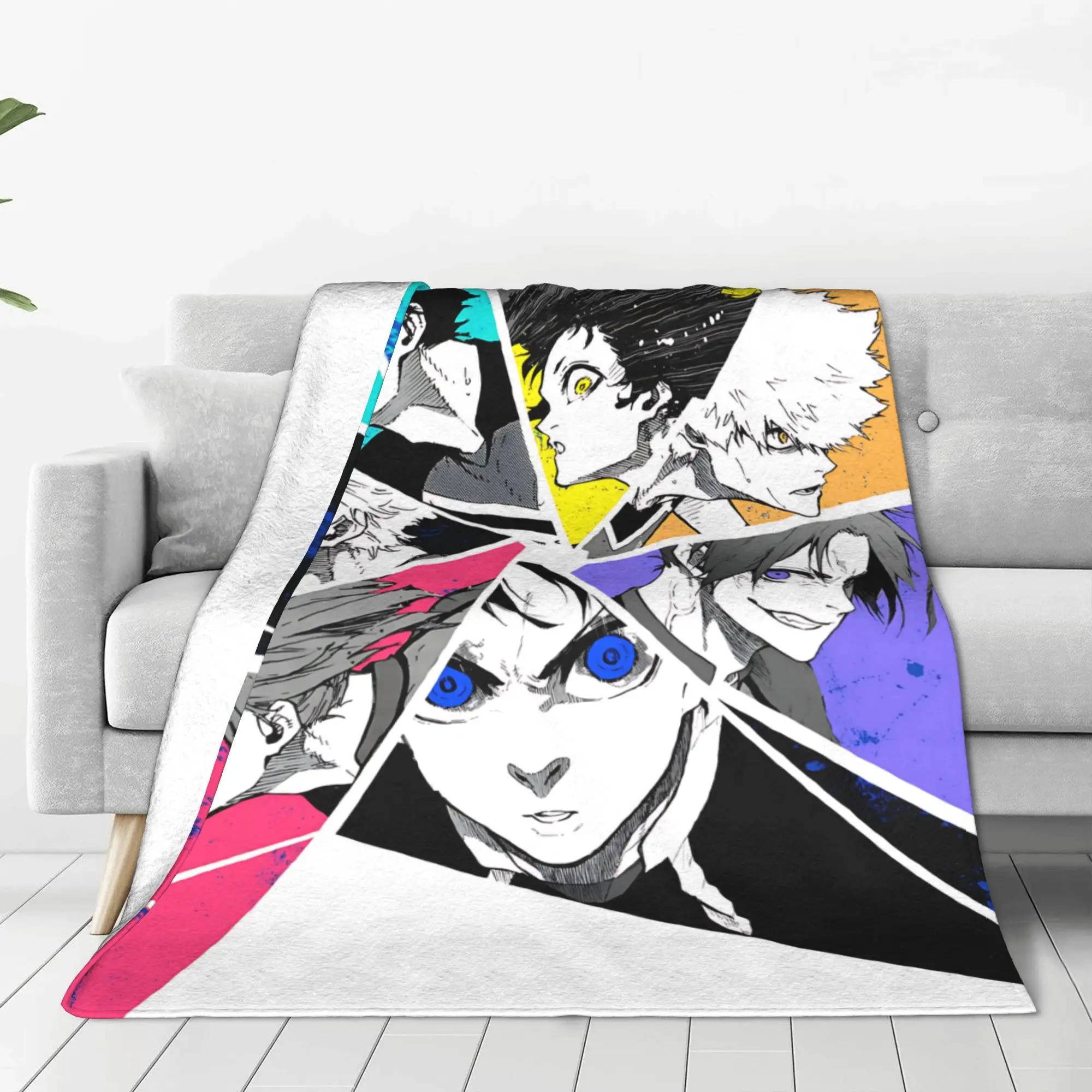 1PC Blue Lock Football Anime  home room decorations Winter Blankets for Adults Bedding Home Interior Sofa Knee