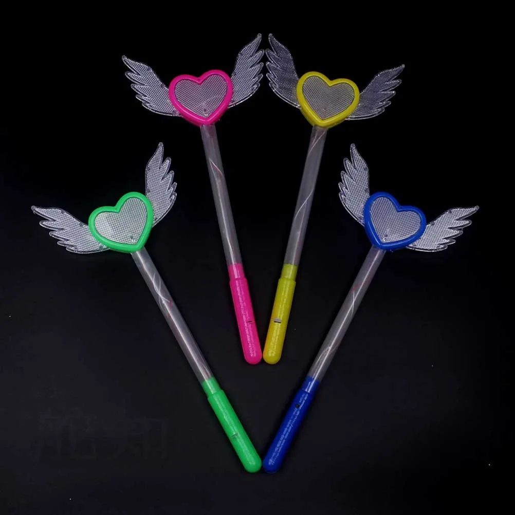 

2Pcs Light Up Angel Wand Heart Shape Wings Fairy Flash Stick Glow for Kids Concert Party Dance Performance Wand