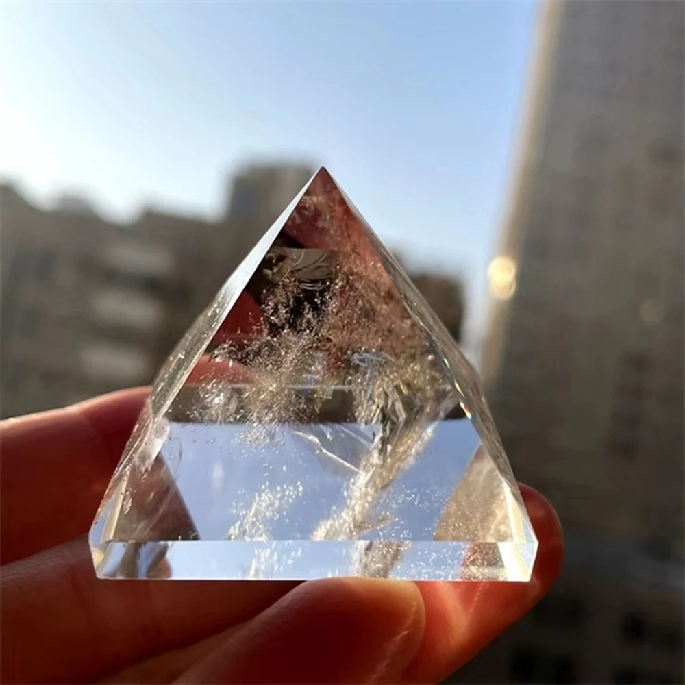 Natural Clear Quartz Crystal Energy Tower Reiki Mineral Pyramid Gemstone Decor