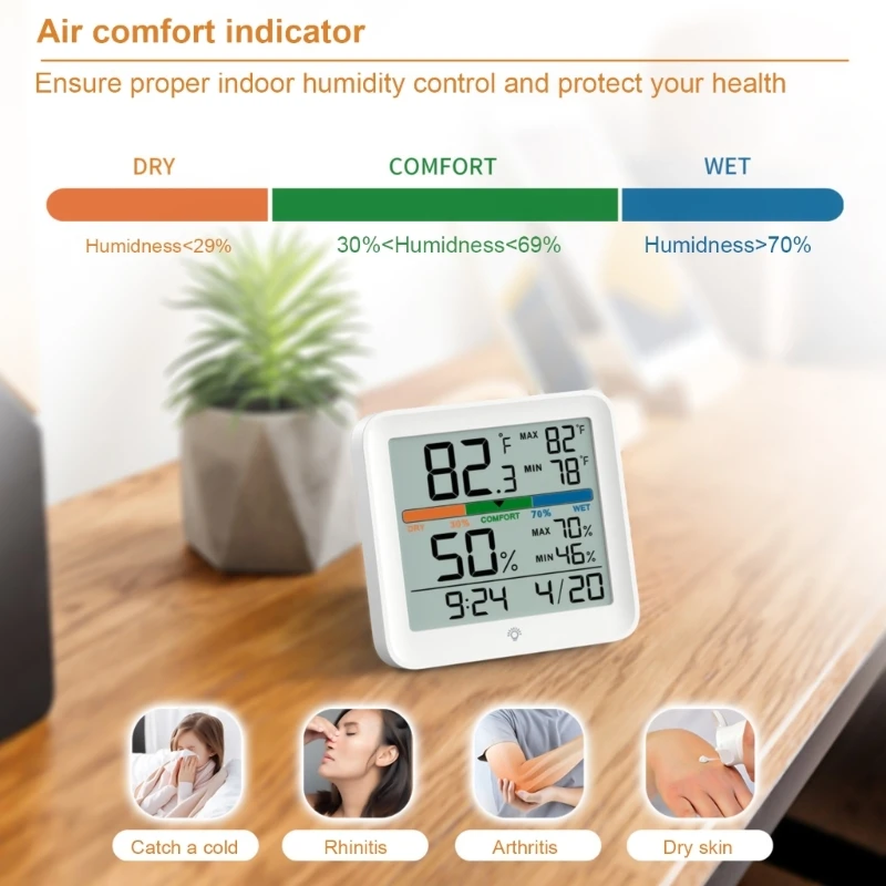 Multifunctional Temperature & Humidities Meter with Large Screen Suitable For Home Garages & Greenhouses Environment