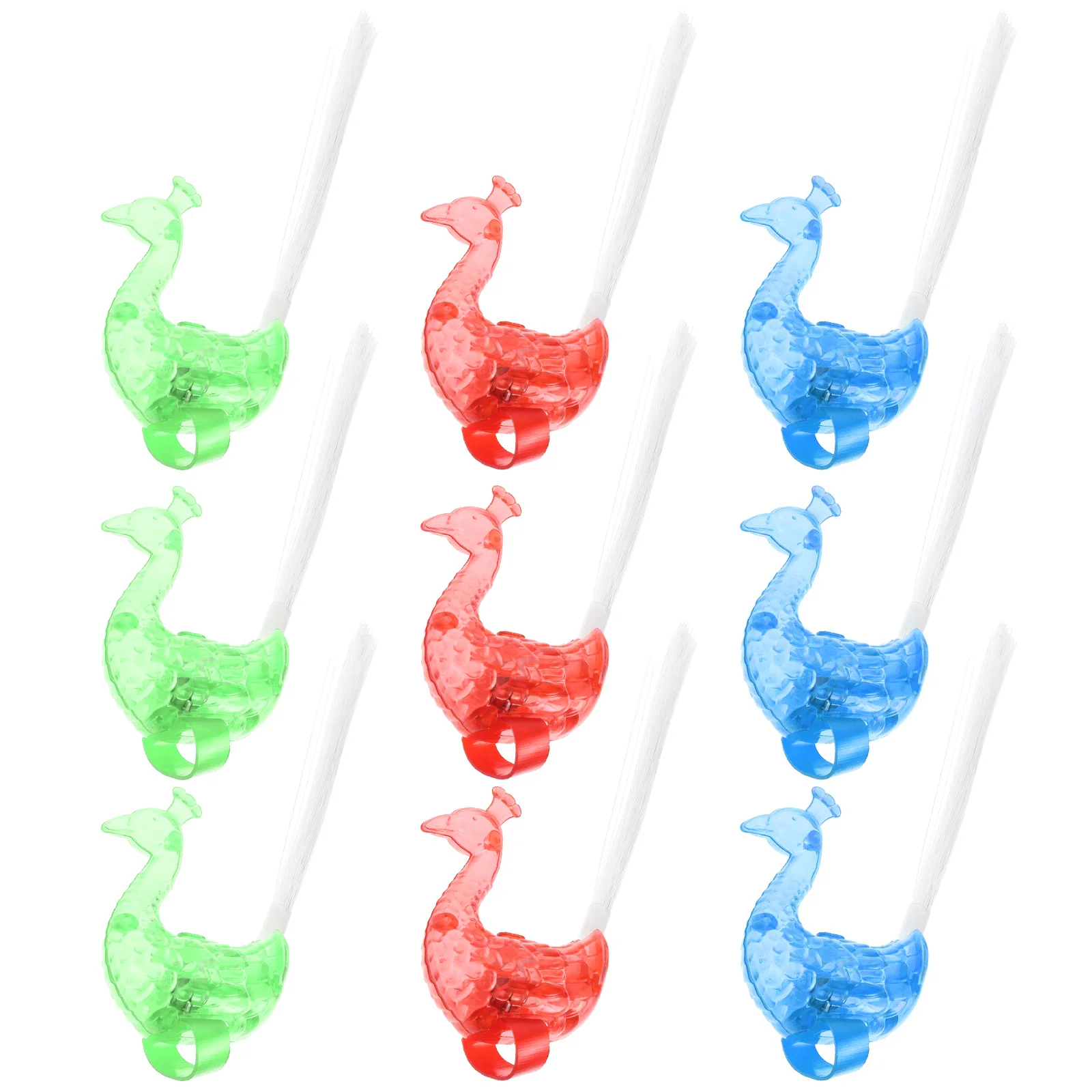 24 pçs crianças luzes de pavão colorido fibra óptica piscando dedos para festa noite decoração luzes de fibra óptica crianças iluminar brinquedos