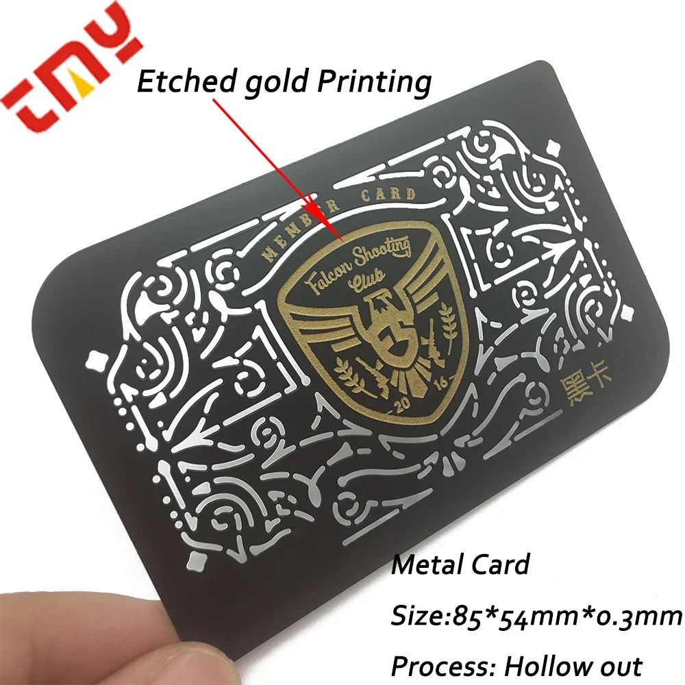 Tarjeta de visita de metal de acero inoxidable hueca con impresión personalizada de alta calidad