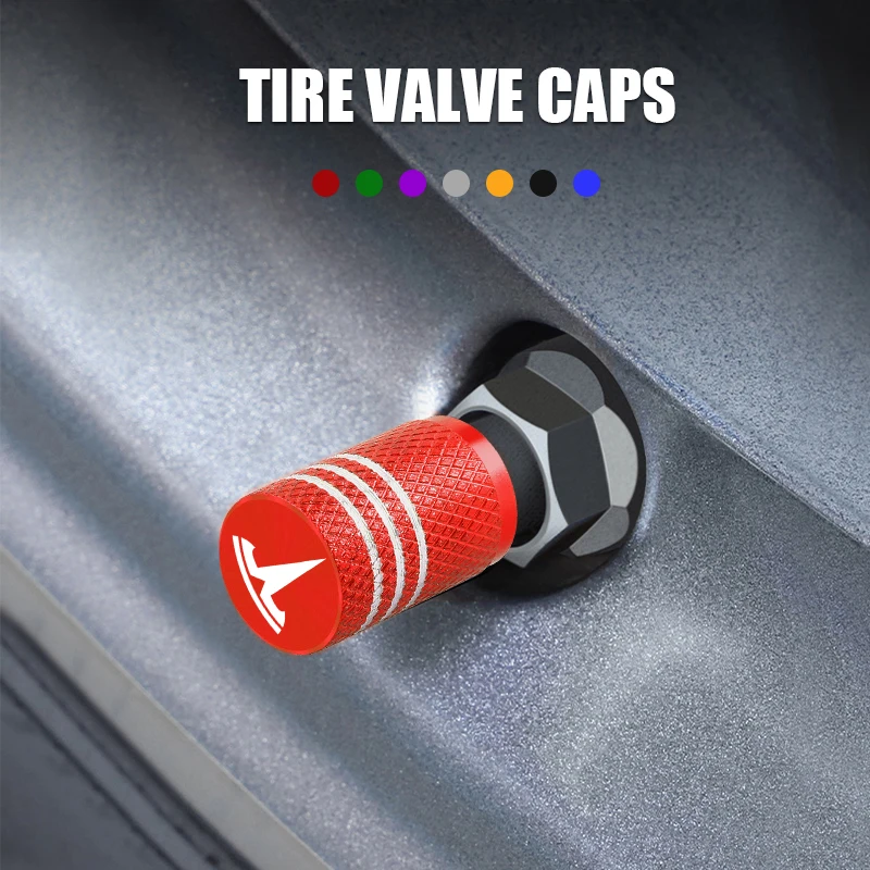 4 قطعة سيارة الإطارات صمام ينبع غطاء الألومنيوم الإطارات عجلة الجذعية غطاء صمام الهواء ل تسلا نموذج 3 نموذج X Y S رودستر #3