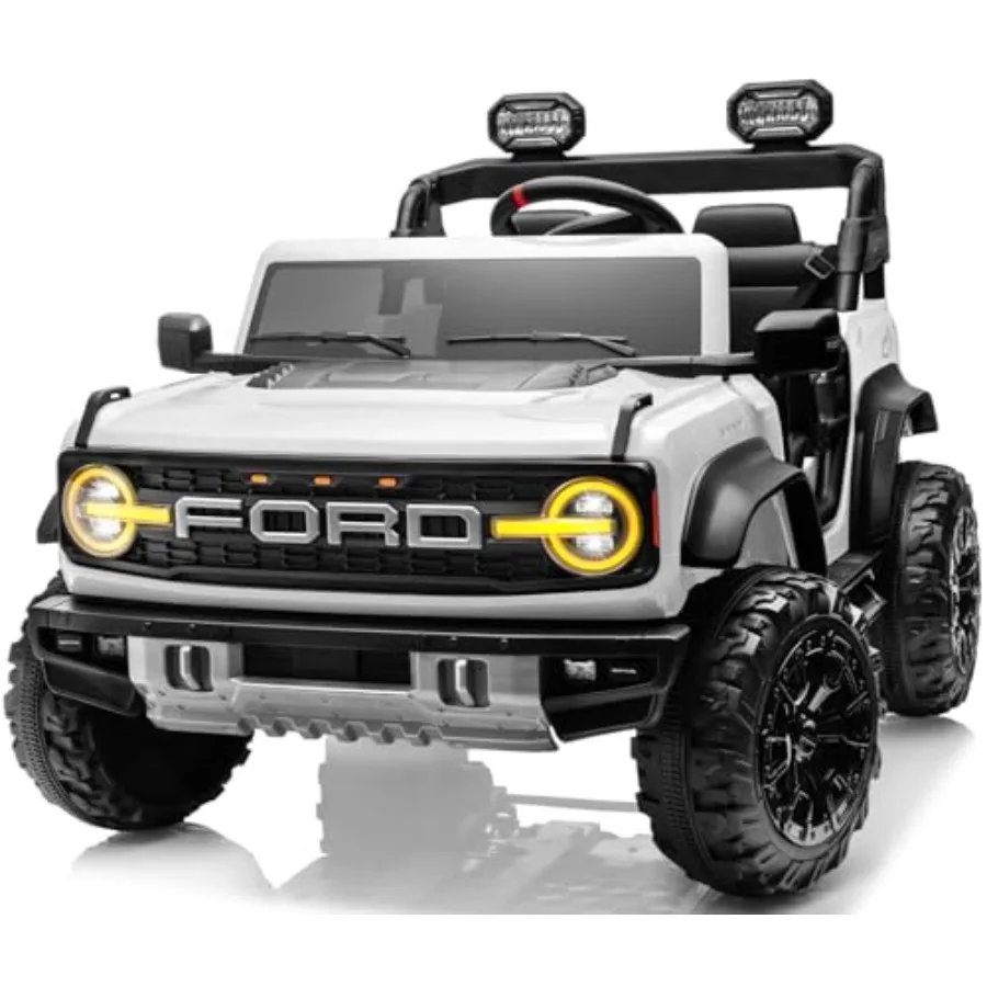 2人乗り24V電動乗用玩具、大型ライセンス取得済みブロンコ・ラプター、パワフルなホイール、リモコン、ヘッドライト/音楽プレーヤー/サスペンション付き