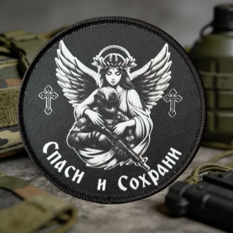 Parche táctico impreso ángel guardián – Amuleto velcro para mochila - imagen 4