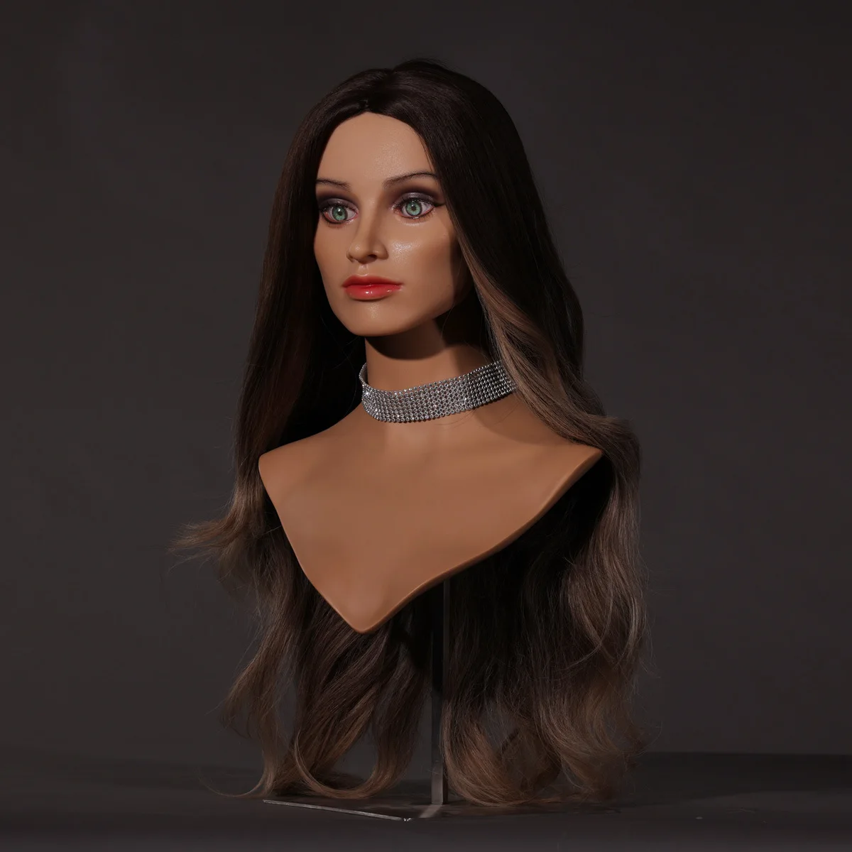 Simulated Human High-end Silicone Head Mannequin Rotatable Disassembly Wig Jewelry Display Props Head Mold Doll Head