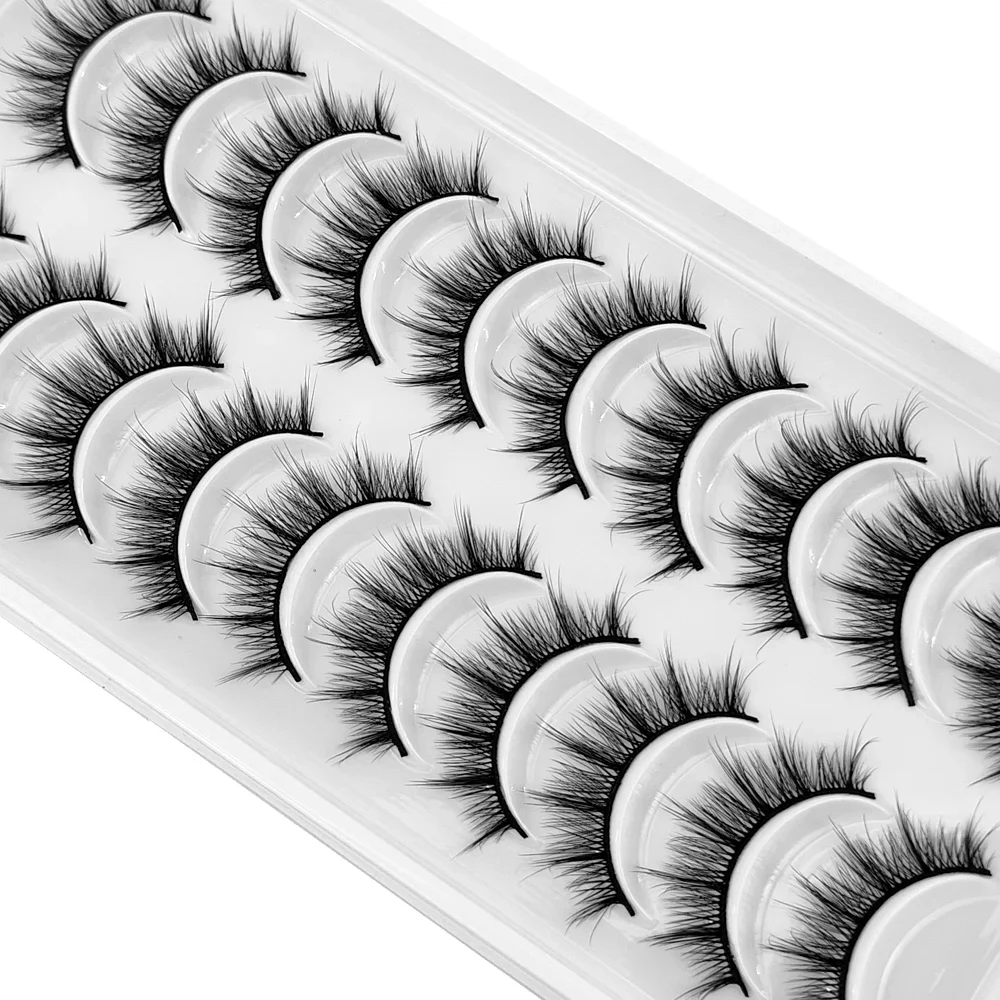 AMSDCN 10 Pairs 3D Natural Long Soft Short Lashes Handmade Fake Lashes Makeup Tool Eyelashes Extension maquiagem