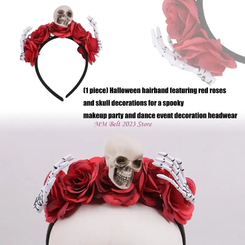 أغطية رأس بتصميم عظمة بلاستيكية قابلة للتنفس 49ME مثالية لأنشطة لعب الأدوار في الهالوين #4