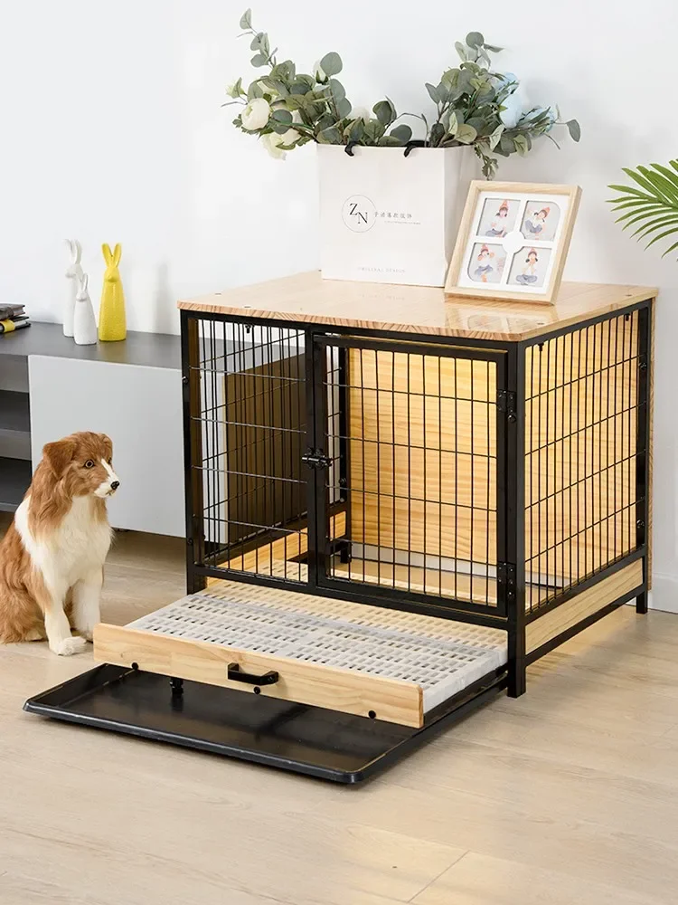 

Pet adult dog villa medium-sized large household indoor stainless steel small dog kennel with toilet.