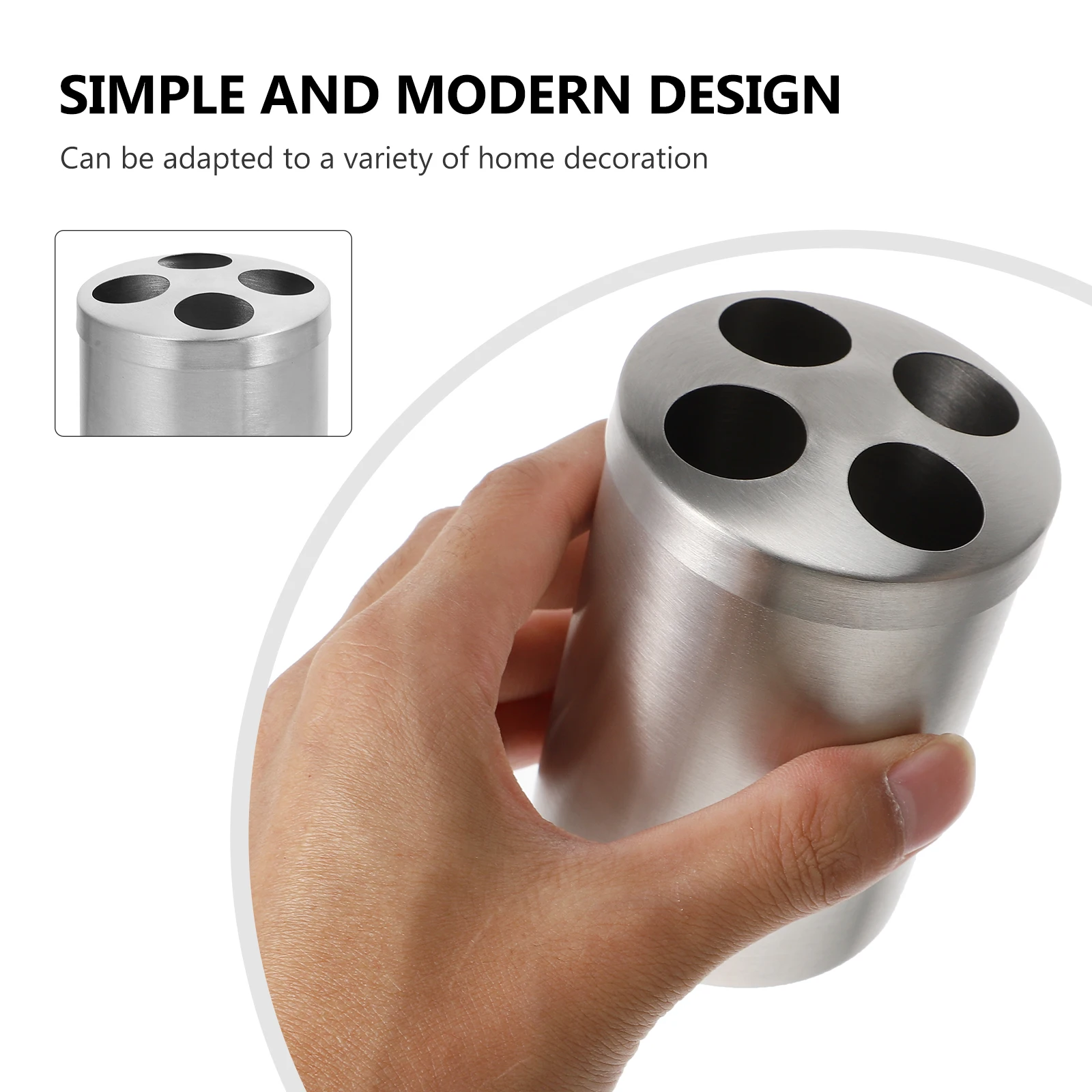

2pcs Stainless Steel Toothbrush Holder Non-Slip Base Rust Resistant Bathroom Cup Stand Simple Design Freestanding