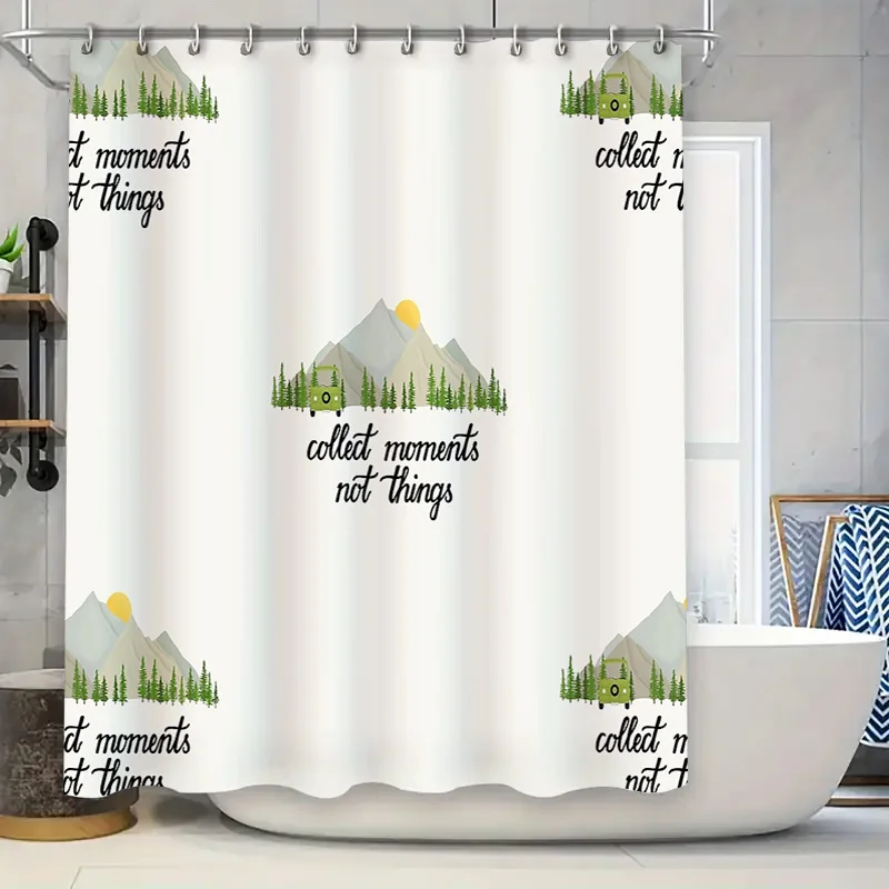 

Shower Curtain Nature Mountain Forest Landscape Backdrop Bathroom Decor Vintage Scenic Artistic Washable Home Textile