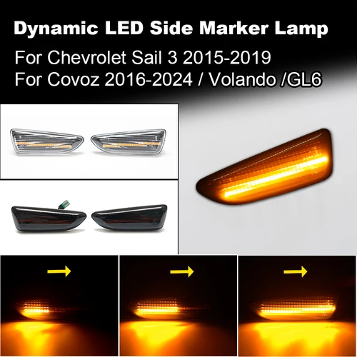 Imagen 2 del producto 2 uds para Chevrolet Sail Covoz Volando 2015 2016 2017 2018 2019 Led marcador lateral dinámico luz de señal de giro intermitente secuencial