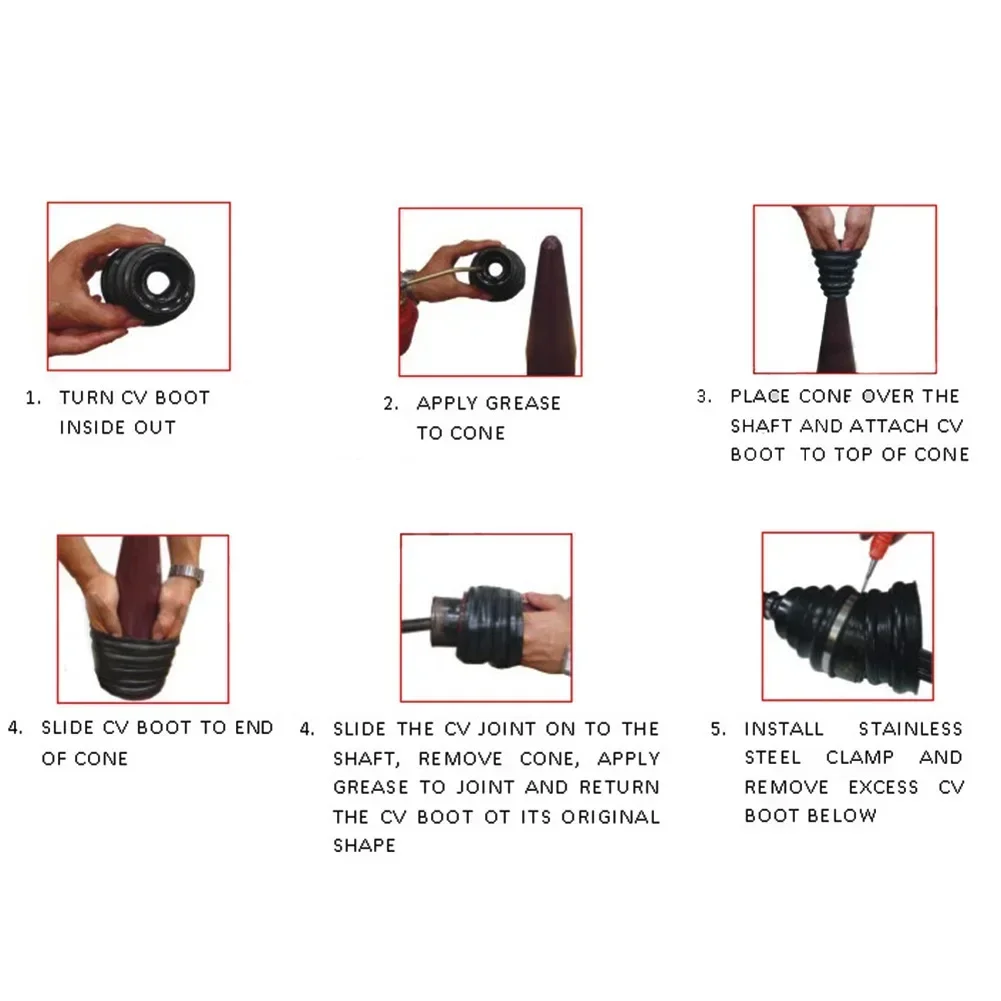 Car Silicone Constant Speed Dust Cover Track Connector Kit CV Joint Boot Replacement Universal Ball Round Clamp Auto Accessories