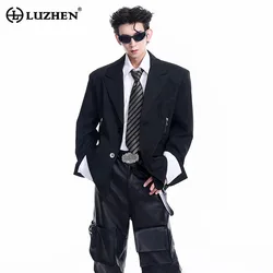 LUZHEN Fashion Elegant Suit Jackets Zipper Decorate 2024 Men's Trendy Blazers Original Korean Social Clothing Outerwear LZ4928