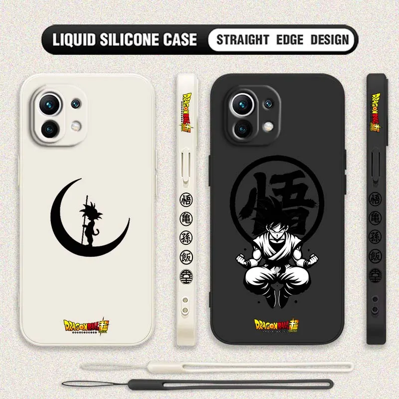 

D-Dragon Ball Anime Son Goku Art For Xiaomi Mi 17 15 14 13 12 11 9 13T 12T Lite Pro Max 5G Liquid Left Rope Phone case Cover