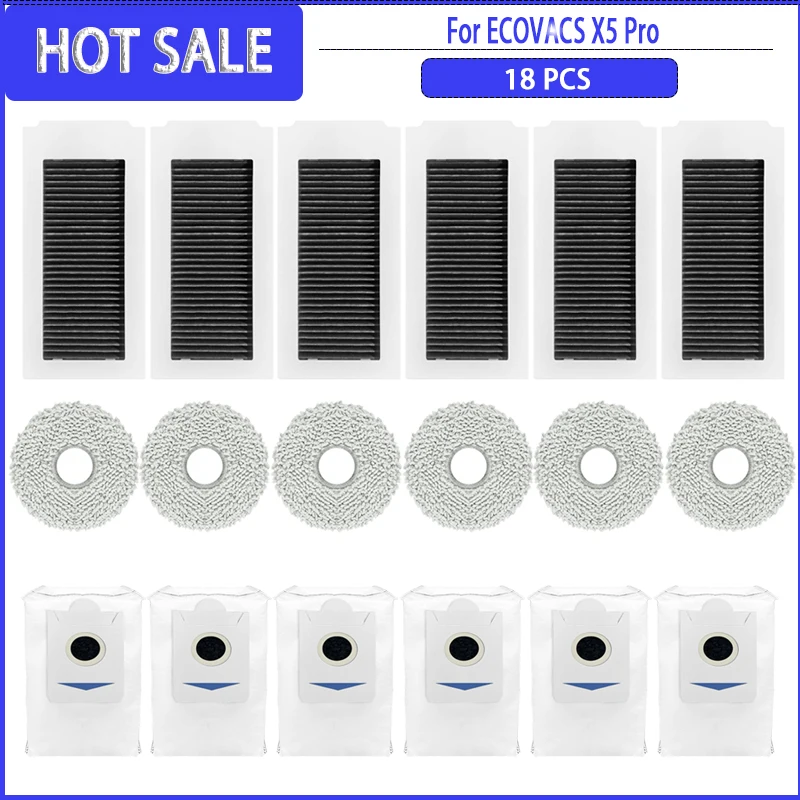 Bolsa de polvo con filtro HEPA para Ecovacs DEEBOT X5 Pro, accesorios de aspiradora robótica de silicona