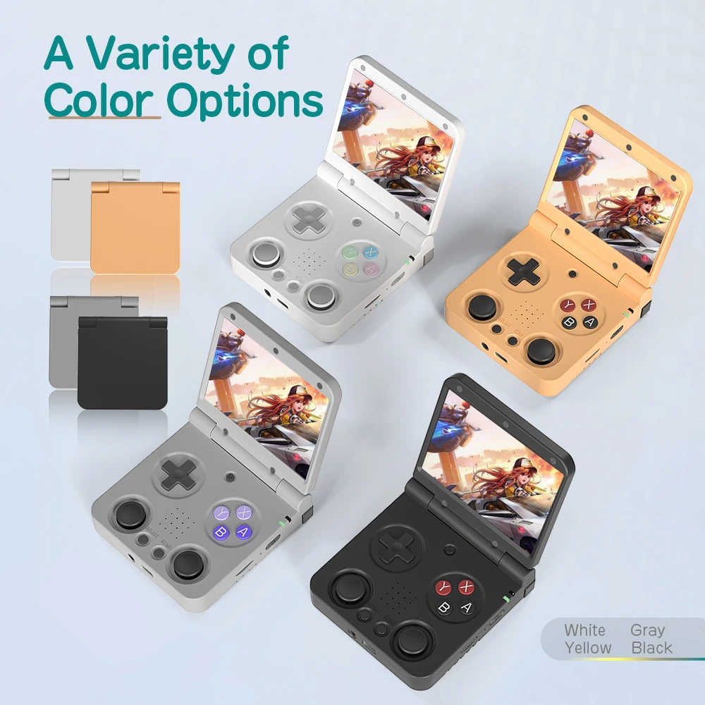 AMPOWN Miyoo Flip V2 Collapsible Handheld Game Console 3.5'' IPS Portable Video Gaming System Linux Retro Player