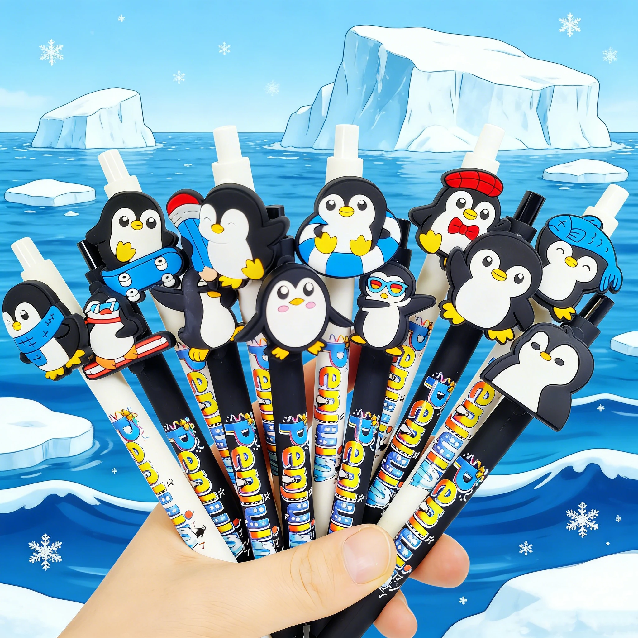 6pcs/12pcs/24pcs Penguin Series Styling Design Ballpoint Pen Press Ballpoint Pen Student Office Writing Stationery.