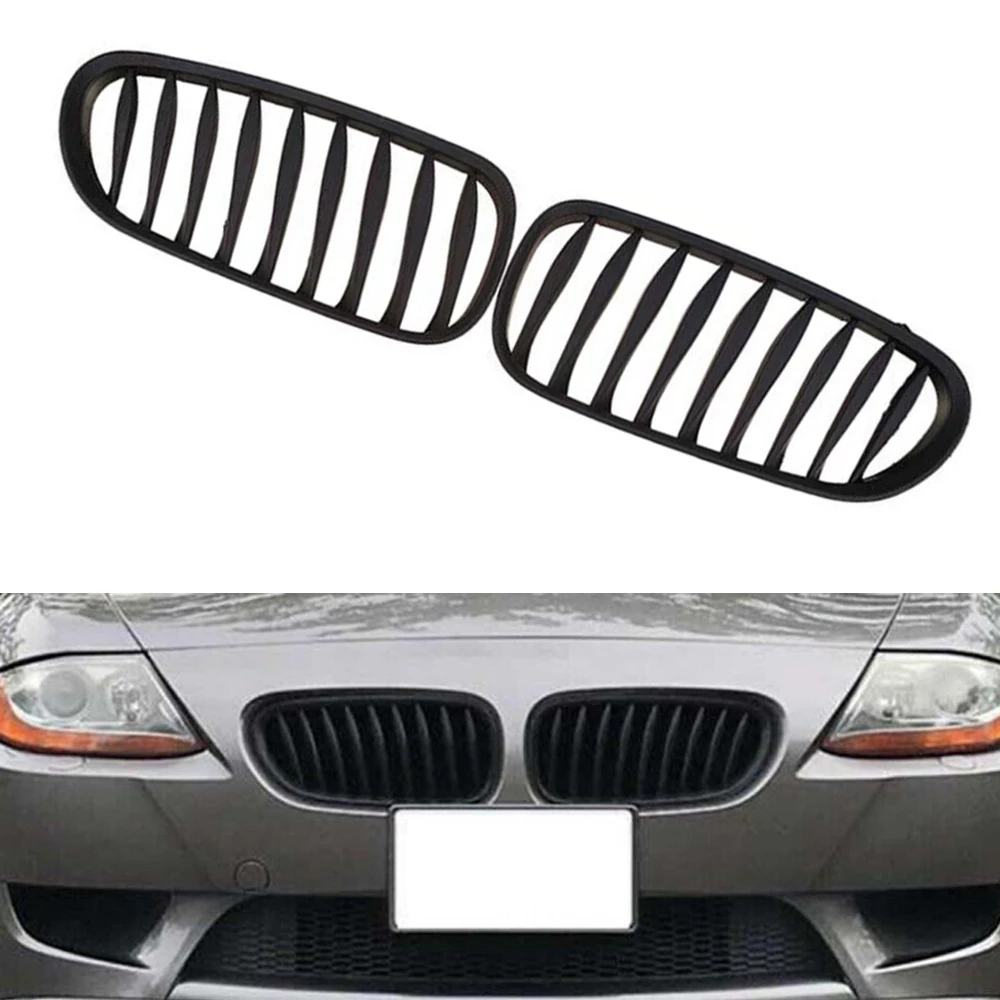 2pcs Front Bumper Kindly Grille Cover Refiting Racing Grill For BMW Z4 E85 E86 2003 2004 2005 2006 2007 2008 51117117757