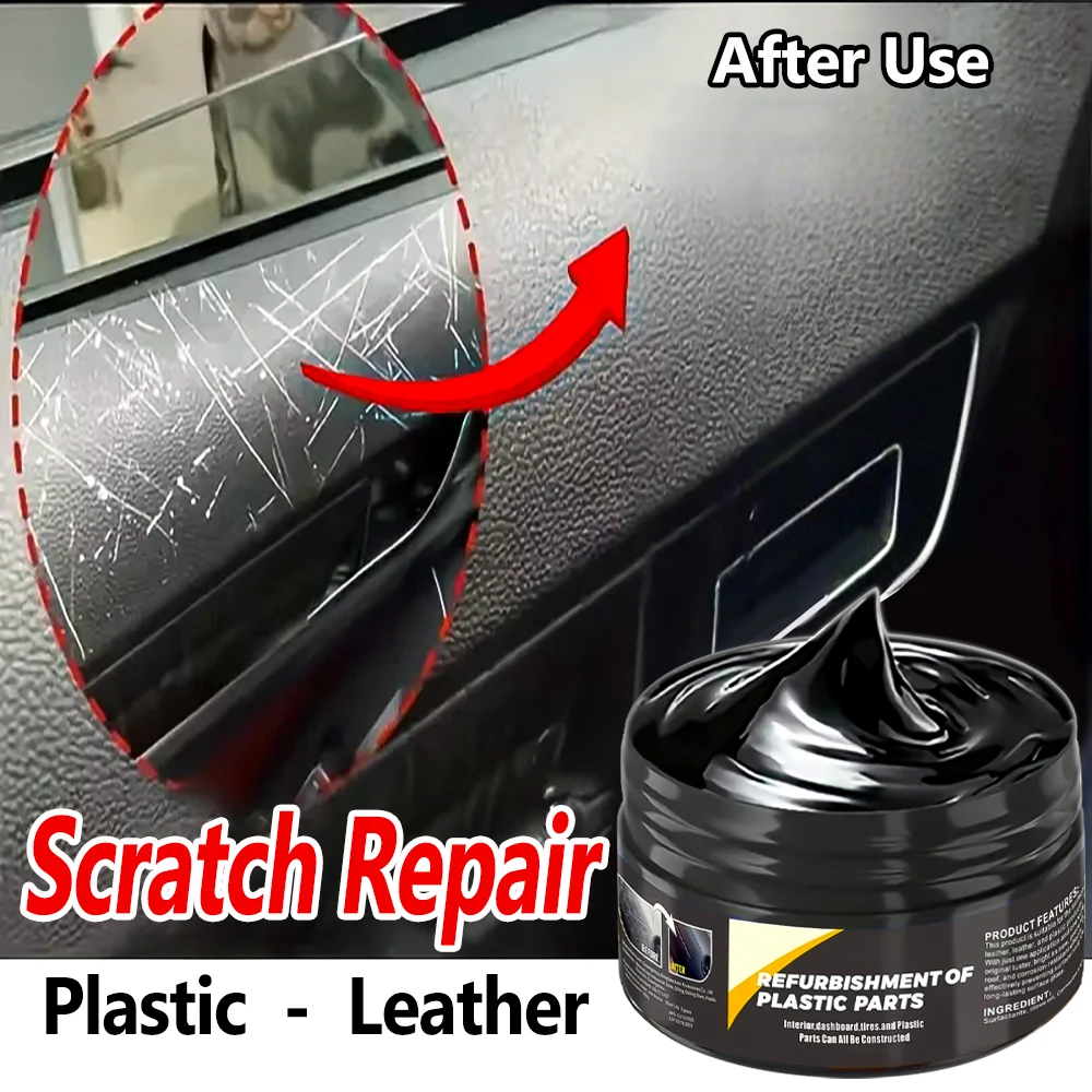B1257 Car Interior Plastic Leather Scratch Repair Paste Automotive Polishing Wax Anti-Aging Paste Tires Seats Steering Wheel
