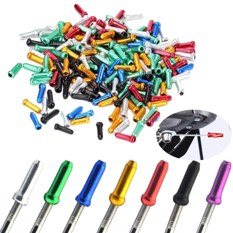 50/100pcs Bicycle Cable End Caps Aluminum Alloy Bike Brake Shifter Cable Tips Wire End Cap Multiple Colors Bike Line Core Caps