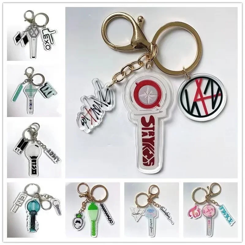 KPOP TWICE EXO Ateez Creative Three-Piece Keyring Acrylic Keychain Three Piece Set Pendant Accessories For Fans Gifts