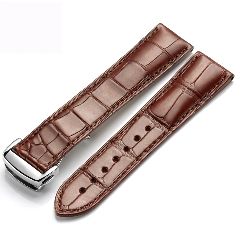 

Ремешок для часов FUYIJIA из кожи аллигатора, ремешок для замены SPEEDMASTER, складная пряжка 18 мм ~ 20 мм, ремешок из натуральной кожи крокодила