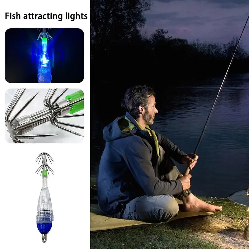 Squid Hooks Fishing Led Fishing Lights With Squid-Shaped Flashers For Fishing Trolling Flashers Trout For Night Fishing