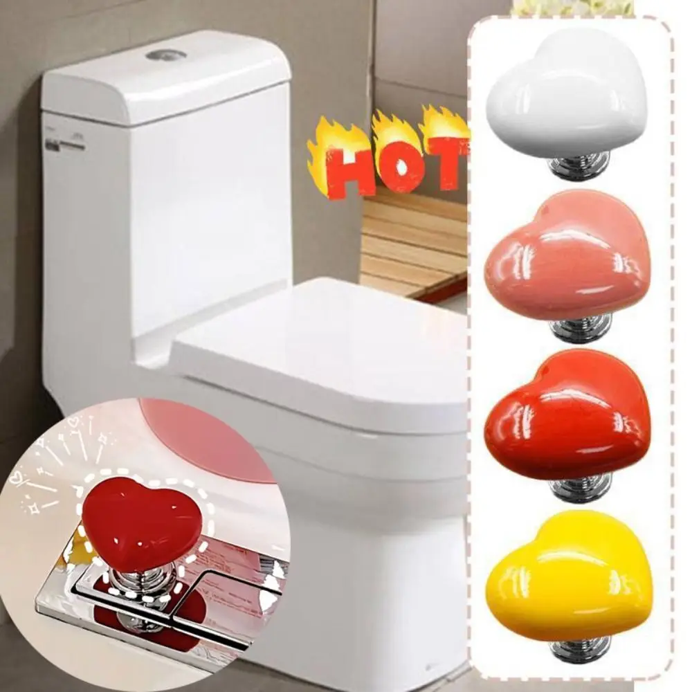 Universal Heart Shaped Toilet Tank Button Fashion Labor-saving Plastic Toilet Flush Button Cabinet Drawer Knob Toilet