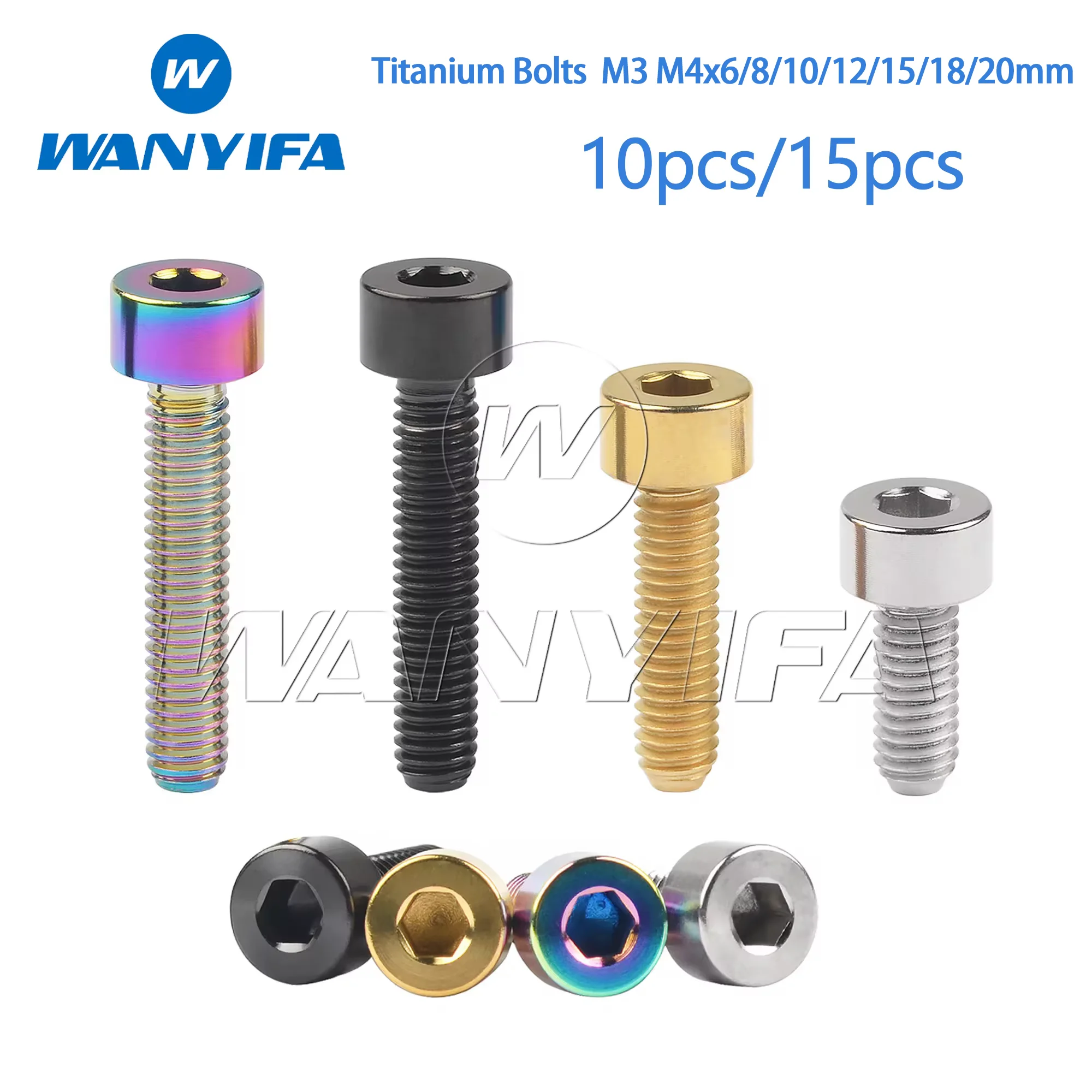 

Wanyifa Titanium Bolts M3 M4x6/8/10/12/15/18/20mm Hexagon Head Cap Screws with Column Head for Model Aviation Modified 10/15pcs