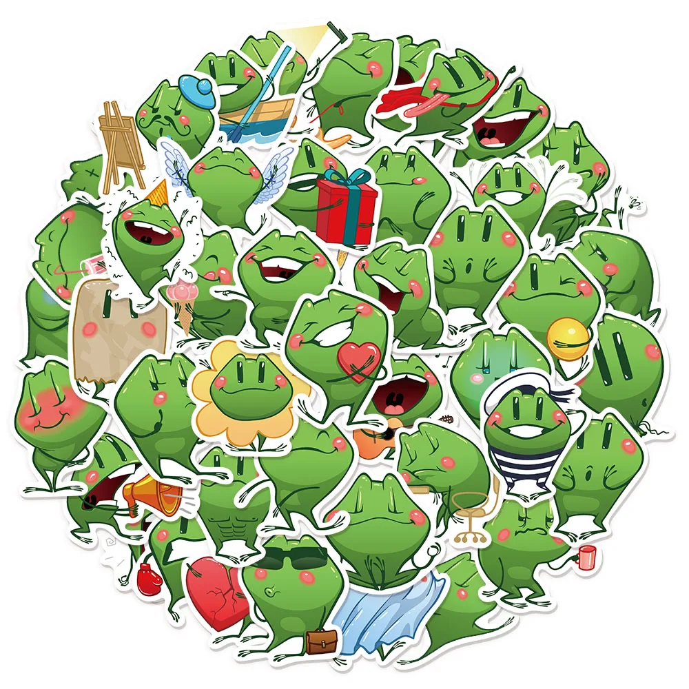 

44 шт. зеленая маленькая лягушка граффити наклейки DIY сумка, багаж, динамик, ноутбук, шлем, водонепроницаемые наклейки