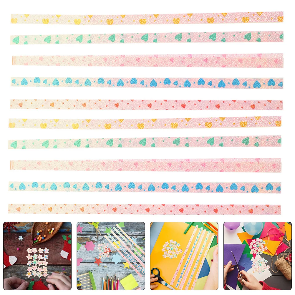 

480Pcs Heart Paper Strips Bright Double-Sided DIY Origami Paper for Kids Adults Handcraft Decoration Stress Relief