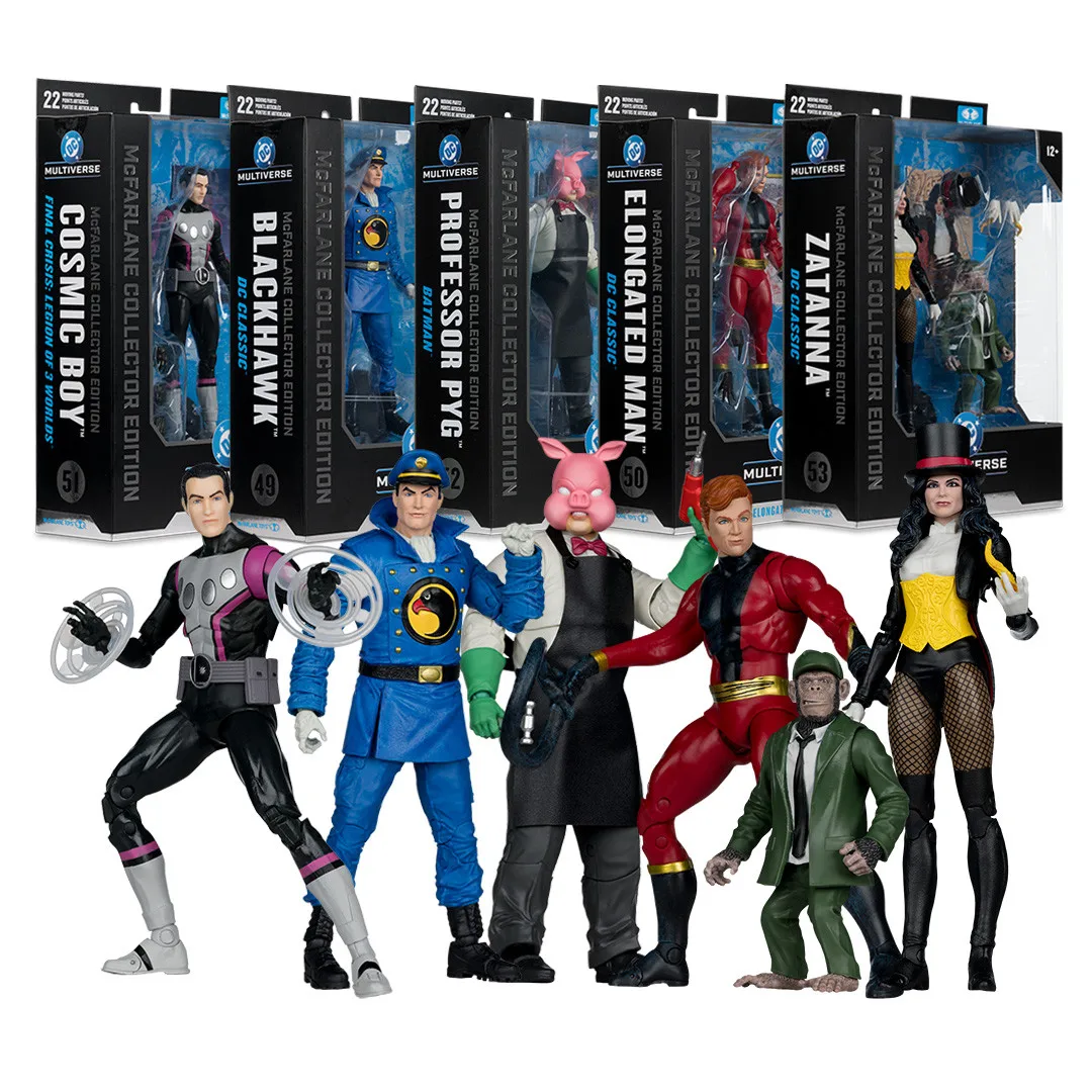 

McFarlane Toys Elongated Man Darkhawk Professor Pyg Cosmic Boy 7in Фигурка Коллекционное издание DC Multiverse Модель Куклы