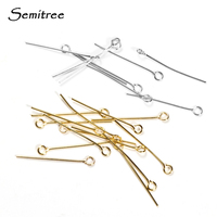 100Pcs 0.6mm Stainless Steel Water Gold Color Eye Pins Hooks DIY Earrings Findings for Handmade Crafts Jewelry Making 20/30mm