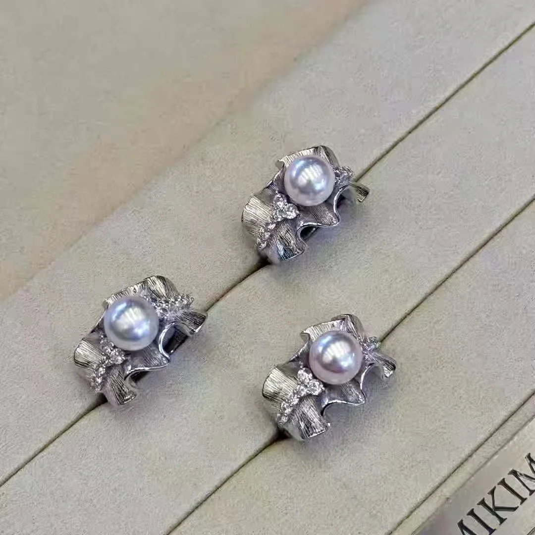 

3 шт. DIY жемчужные аксессуары 925 серебряное кольцо с жемчугом пустой держатель, модный серебряный золотой держатель для колец с круглыми бусинами 8-10 мм