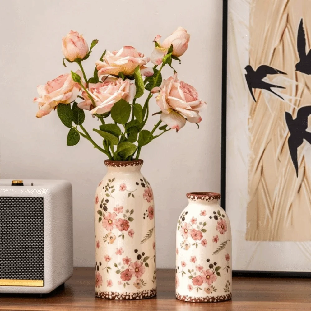 Hydroponic Vase Vintage Ceramic Vase Creative Rustic Flower Vase Crackle Glaze Elegant Decorative Vase Desktop Ornament