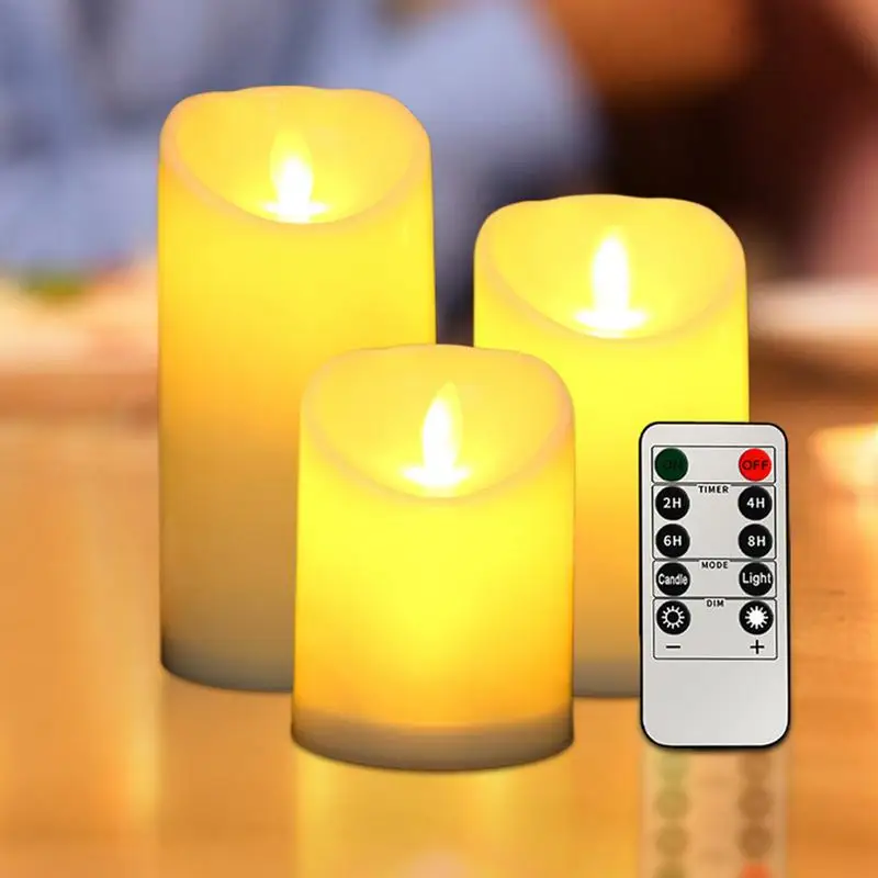 Candele tremolanti senza fiamma Candele a batteria senza fiamma a LED 3X con candele a colonna in cera senza fiamma remote Luce impermeabile