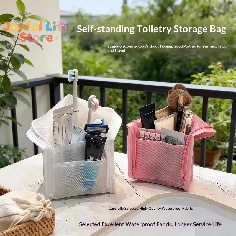 Hot Sale Breathable Mesh Travel Toiletry Bag With Stand Up Design Storage Pockets For Vacation Business Trip