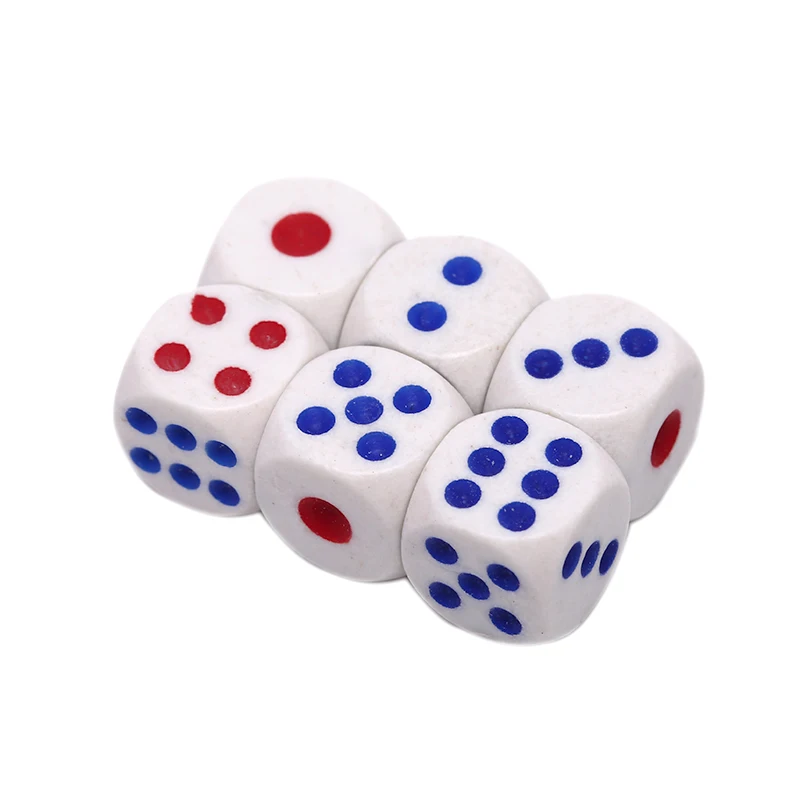 New 6Pcs 10mm Acrylic White Round Corner Dice Clear Dice Portable Table Playing GameAcc