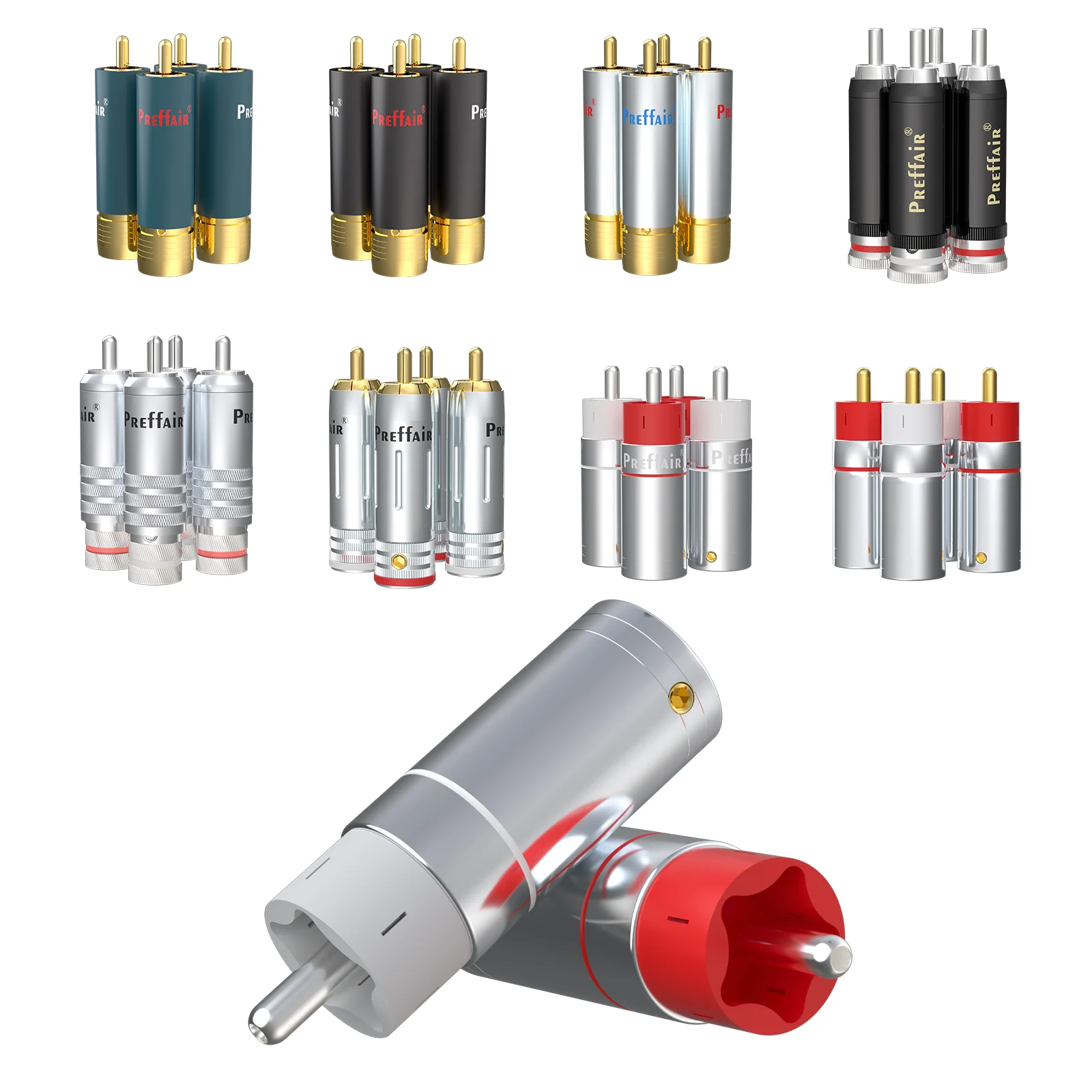 Preffair RCA Plug  Screw locked or solder rca connector wire size up to 8-10mm Audio Cable Speaker For Hifi Video TV