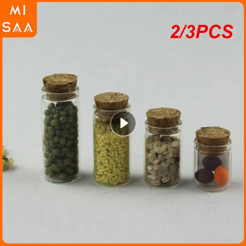 2/3PCS Test Tube Stopper Container Crafts Mini Diameter 22mm Glass Storage Organizer Spice Bottles Container With Cork Stopper