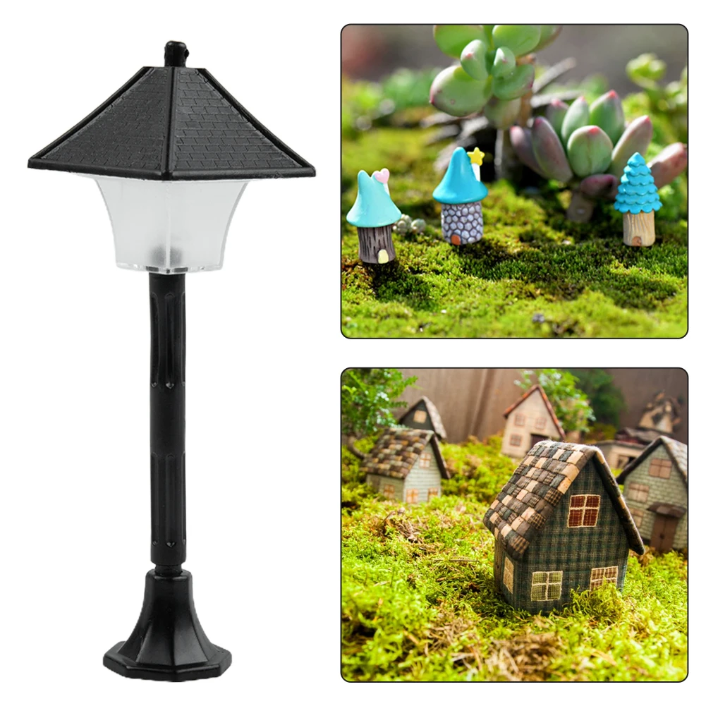 Miniature Street Post Lights Ornament for Model Garden Dollhouse Railway Train Pathway Lighting Battery Powered