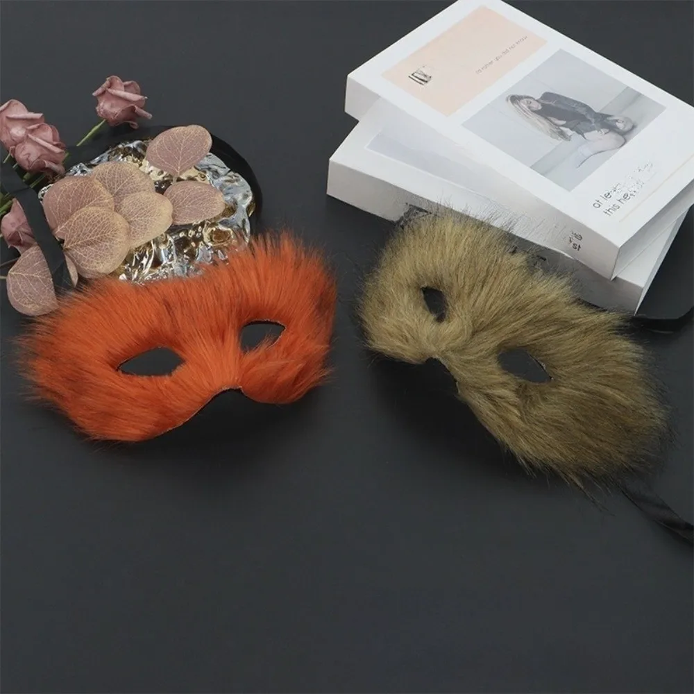 Kids Gift Cartoon Pluche Kat Masker Dier Lange Harige Half Gezichtsmasker Halloween Decoratie Oogmasker Maskerade Masker Cosplay Props