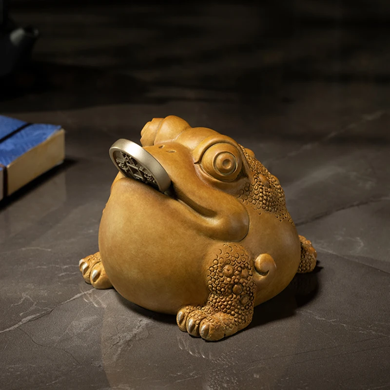 Copper Master's Little Golden Toad Treasure Decoration Copper Crafts Three Legged Toad Living Room Decoration