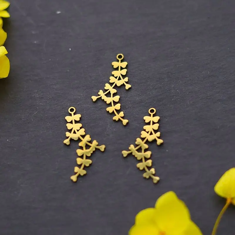 

3pcs/lot Delicate Tassels Butterfly Flower Leaf Charms DIY Earrings Handmade Stainless Steel Pendant for Jewelry Making Supplies