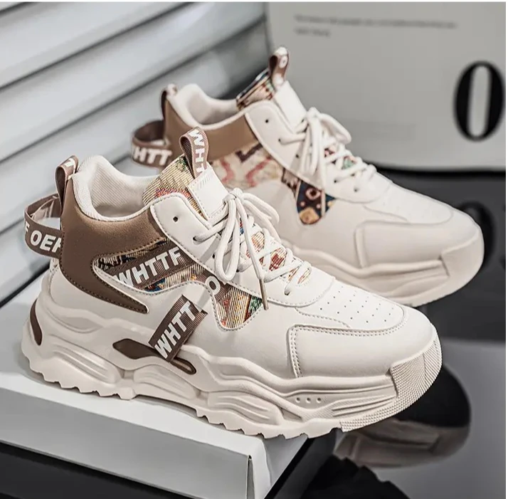 

Новая мужская обувь на толстой подошве для пар, повседневная спортивная обувь с высоким берцем, модная обувь для папы, износостойкая синтетическая верхняя подошва из ЭВА