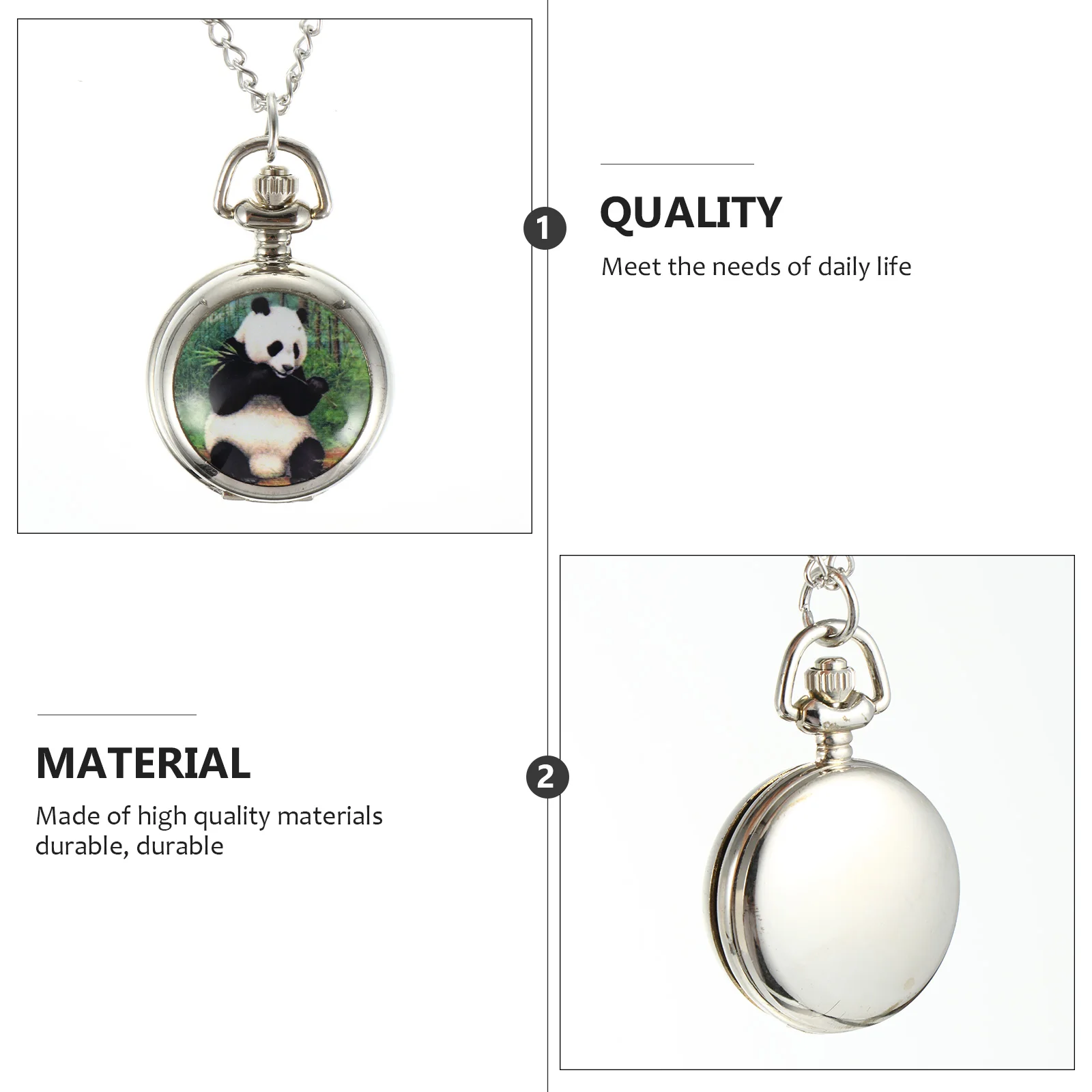 

1pc Panda Ceramic Pocket Watch Necklace Durable High Quality Gift Student Roman Dial Watches Accessories