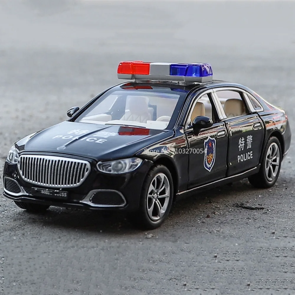 

1/32 S680 модели полицейских автомобилей из сплава, игрушка, Имитация 6 дверей, может быть открыта со звуком, функция оттяжки, детские подарки, игрушки для мальчиков