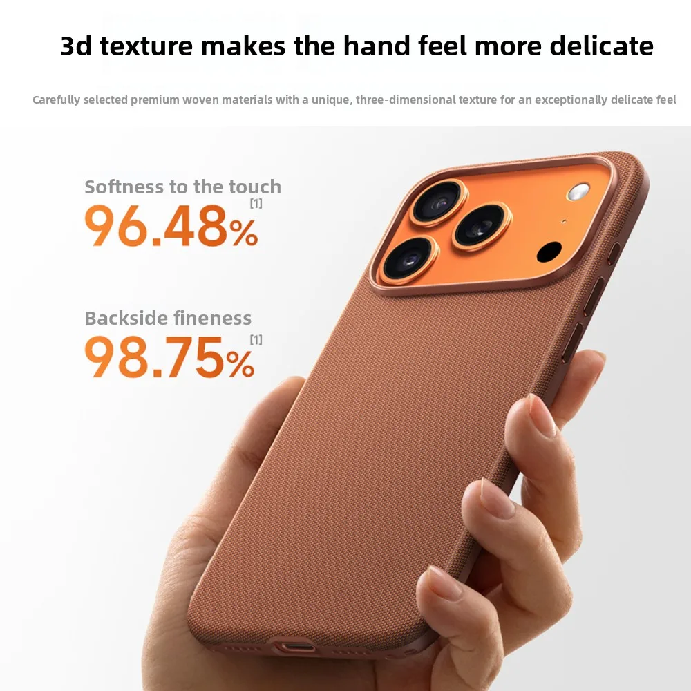 DIVI Fabric phone case for iPhone 17 Pro Wireless Charge Cover Compatible with MagSafe for iPhone 17 Magnetic Weaving Texture - náhled 5